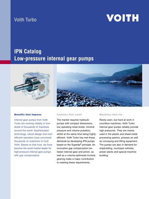 IPN Catalog, Low-pressure internal gear pumps - Voith Turbo