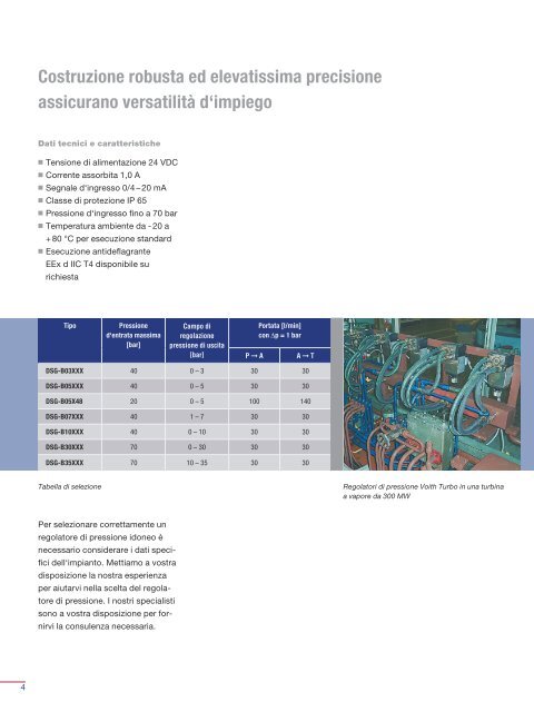 Regolatori di pressione elettroidraulici e regolatori di ... - Voith Turbo