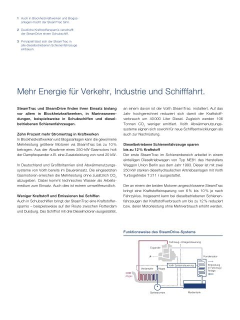 Verbrauch und Emission senken. SteamTrac/SteamDrive - Voith Turbo