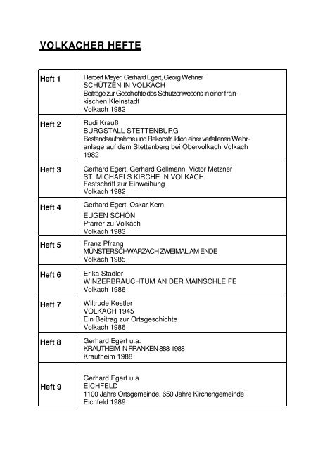 VOLKACHER HEFTE