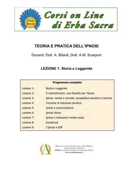 teoria e pratica dell'ipnosi - Erba Sacra