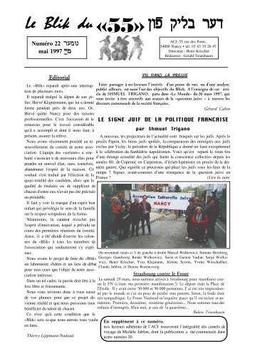 Blik 22 (mai 97) - copie - Association Culturelle Juive de Nancy