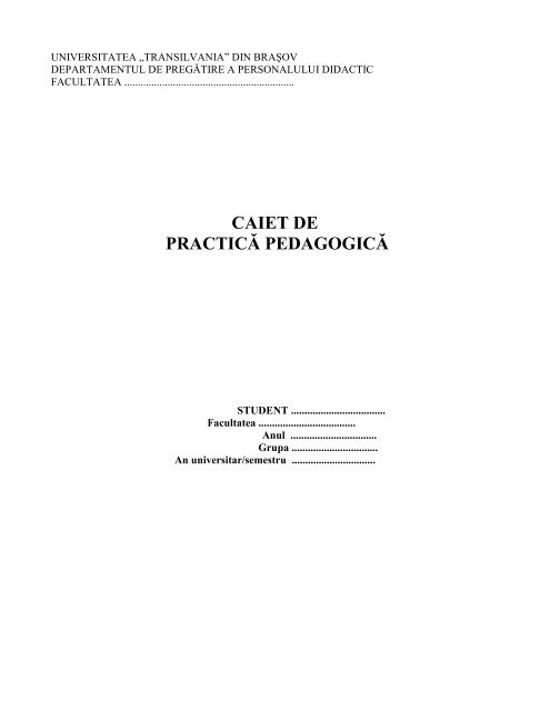 CAIET DE PRACTICĂ PEDAGOGICĂ