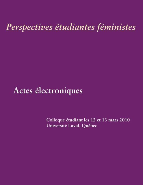 Actes - Perspectives étudiantes féministes - Les Études féministes ...