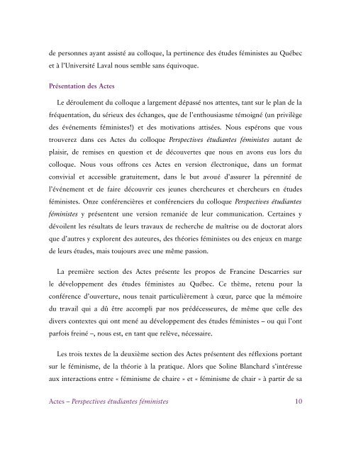 Actes - Perspectives étudiantes féministes - Les Études féministes ...