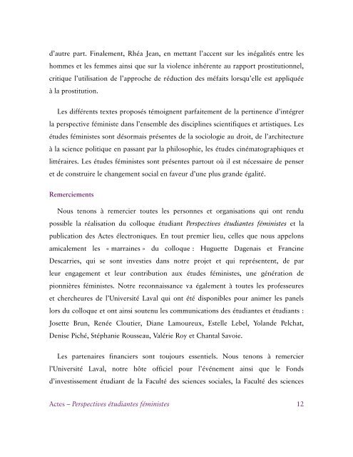 Actes - Perspectives étudiantes féministes - Les Études féministes ...