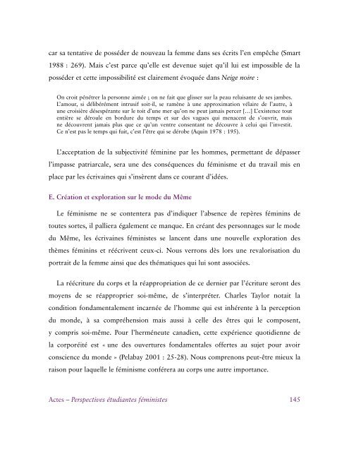 Actes - Perspectives étudiantes féministes - Les Études féministes ...