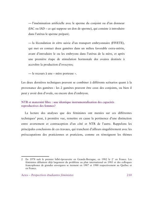 Actes - Perspectives étudiantes féministes - Les Études féministes ...