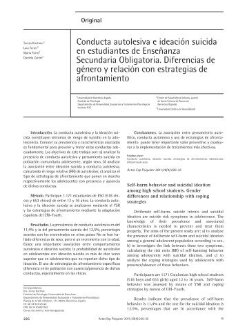 Conducta autolesiva e ideación suicida en estudiantes de ...