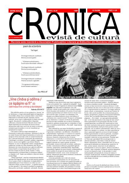 Octombrie 2010 - Revista CRONICA Iaşi