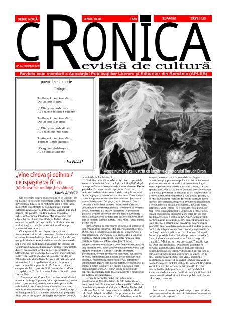 Octombrie 2010 - Revista CRONICA Iaşi