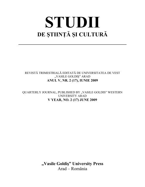 cuprins/table of contents - Studii de Stiinta si Cultura