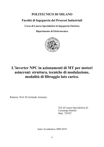 L'inverter NPC in azionamenti di MT per motori asincroni - DimacReD