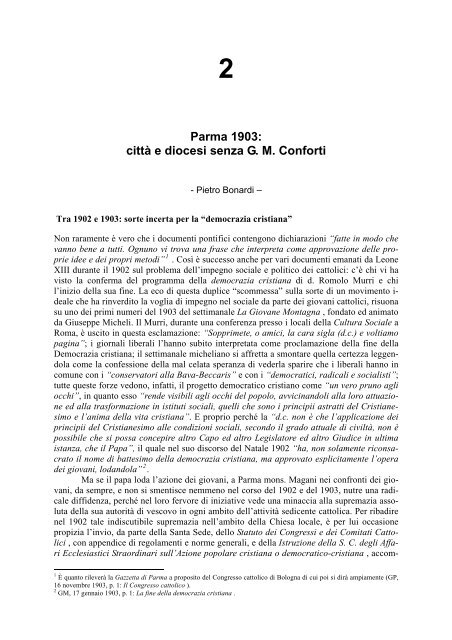 Parma 1903: città e diocesi senza G. M. Conforti - Saveriani