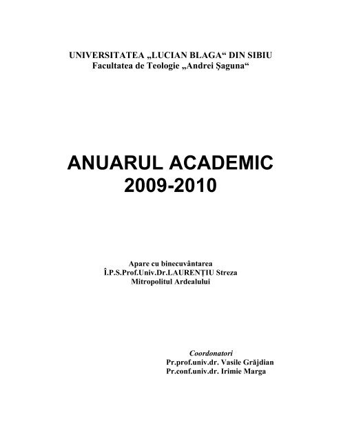 2009-2010 - Facultatea de Teologie - "Lucian Blaga" din Sibiu