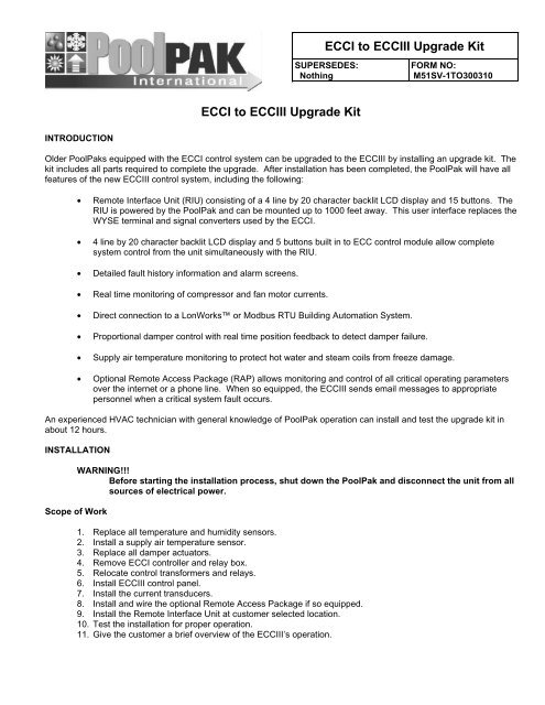 ECCI - ECCIII Conversion - M51SV-1TO300310 - PoolPak