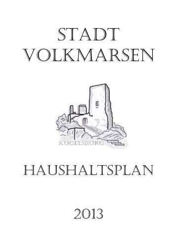 Haushaltsplan 2013 - Stadt Volkmarsen