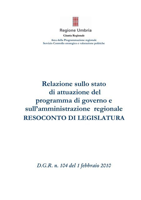 Relazione sullo stato di attuazione del ... - Regione Umbria