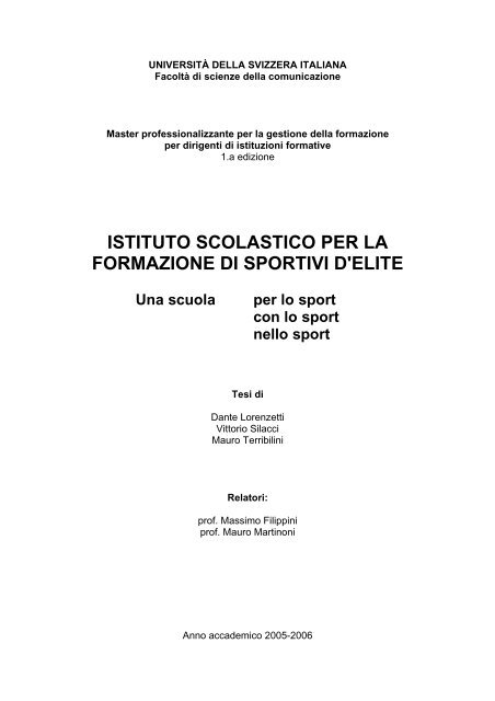 istituto scolastico per la formazione di sportivi d'elite - Scuola