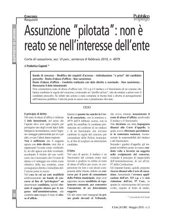 Assunzione “pilotata”: non è reato se nell'interesse dell'ente - Self