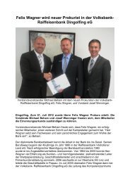 Felix Wagner wird neuer Prokurist in der Volksbank- Raiffeisenbank ...