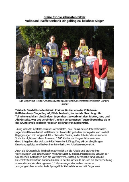 Preisverleihung Grundschule Teisbach - Volksbank-Raiffeisenbank ...