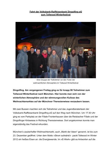Fahrt ins Winter-Tollwood - Volksbank-Raiffeisenbank Dingolfing eG