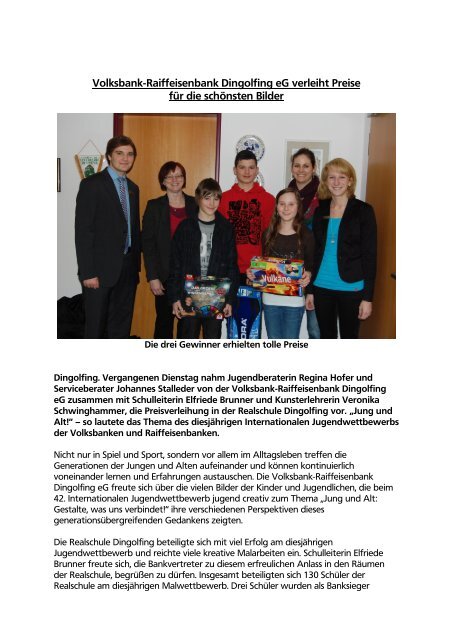 Preisverleihung Realschule Dingolfing - Volksbank-Raiffeisenbank ...