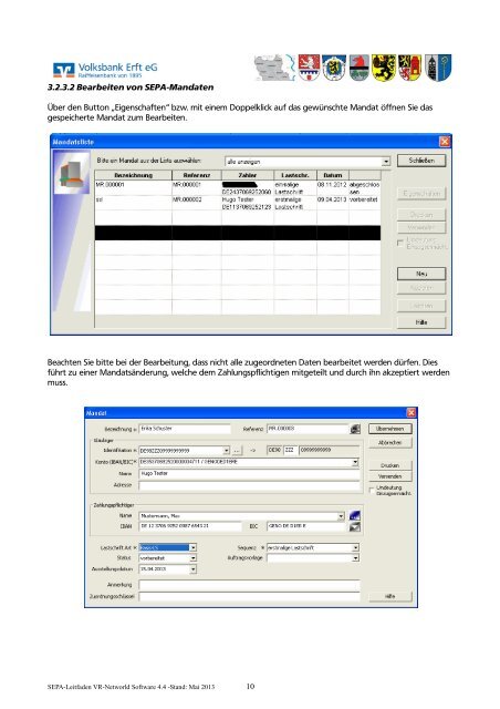 SEPA-Leitfaden für die VR-Networld Software - Volksbank Erft eG