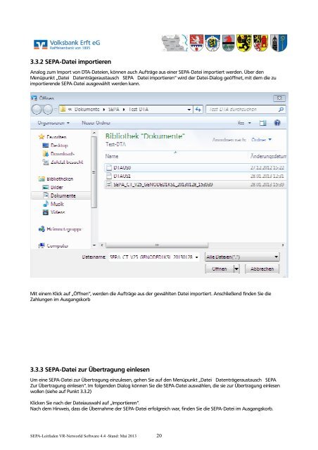 SEPA-Leitfaden für die VR-Networld Software - Volksbank Erft eG