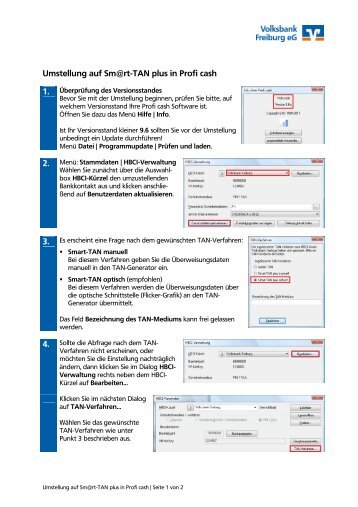 Einrichtung in Profi cash - Volksbank Freiburg