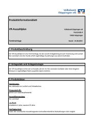 Produktinformationsblatt VR-Auszahlplan - Volksbank Göppingen eG