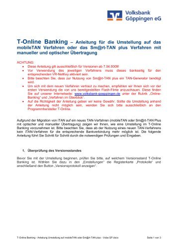 T-Online Banking - Volksbank Göppingen eG