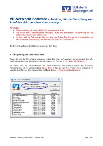 Einrichtung elektronischer Kontoauszug - Volksbank Göppingen eG