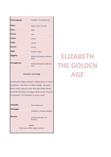 ELIZABETH THE GOLDEN AGE - Cineplex