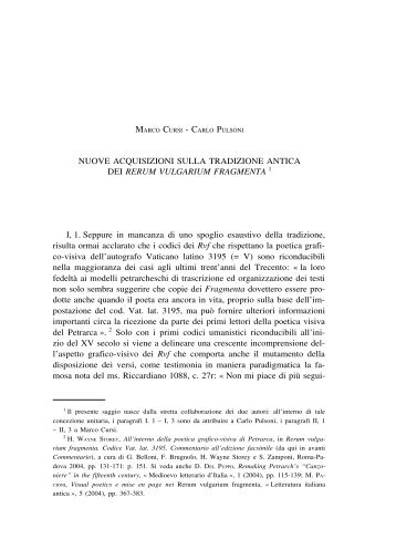 Nuove acquisizioni nella tradizione antica dei ... - Insula europea