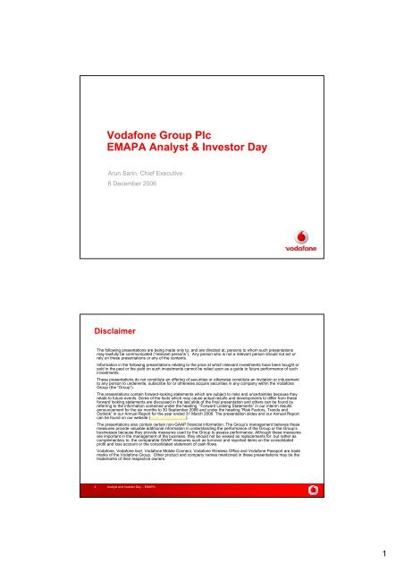 Download Presentation Slides Vodafone