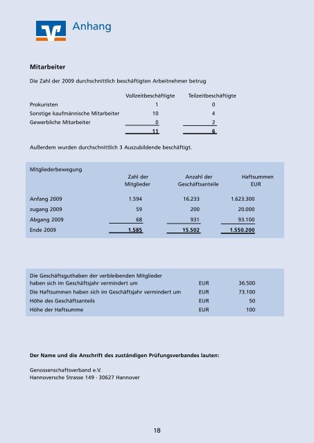 Kurzbericht 2009 - Volksbank Lübeck eG