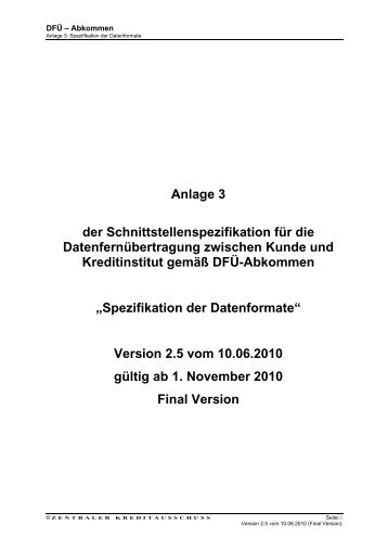 Anlage 3 des DFÜ-Abkommens - Bundesverband deutscher Banken