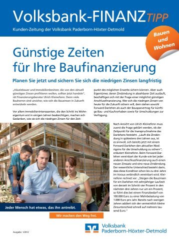 Volksbank-FinanzTIPP zum Thema ?Bauen und Wohnen?, Ausgabe ...