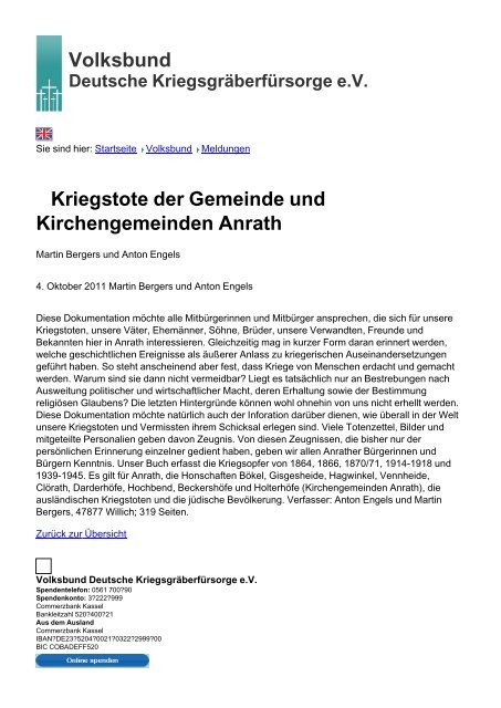 Volksbund Kriegstote der Gemeinde und Kirchengemeinden Anrath