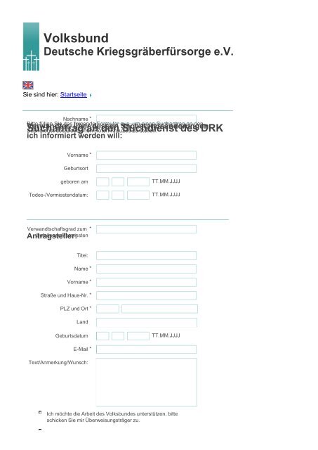 Suchantrag an den Suchdienst des DRK - Volksbund Deutsche ...