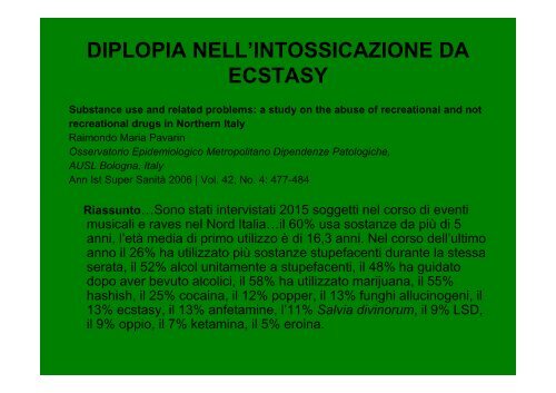 Diplopia nell'intossicazione da ecstasy - E. Medea