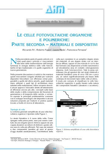 le celle fotovoltaiche organiche e polimeriche parte seconda - AIM