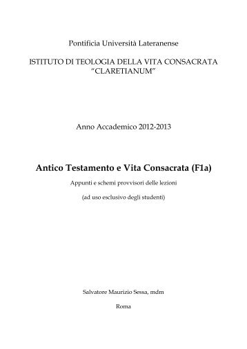 Antico Testamento e Vita Consacrata (F1a) - Claretianum