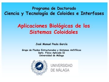 Aplicaciones Biológicas de los Sistemas Coloidales - física aplicada ii