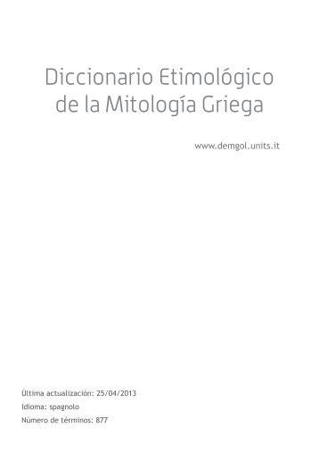 Diccionario Etimológico de la Mitología Griega - Dizionario ...
