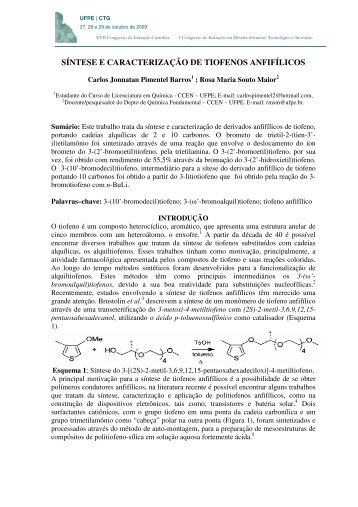 SÍNTESE E CARACTERIZAÇÃO DE TIOFENOS ANFIFÍLICOS