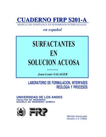 Surfactantes en solución acuosa - Laboratorio FIRP - Universidad ...