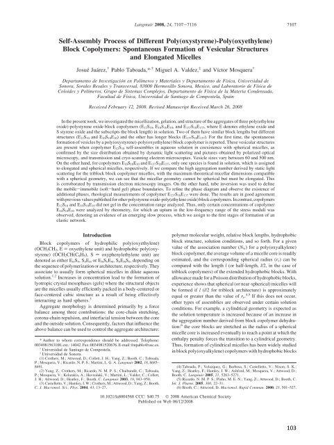 Self-Assembly of Synthetic and Biological Polymeric Systems of ...